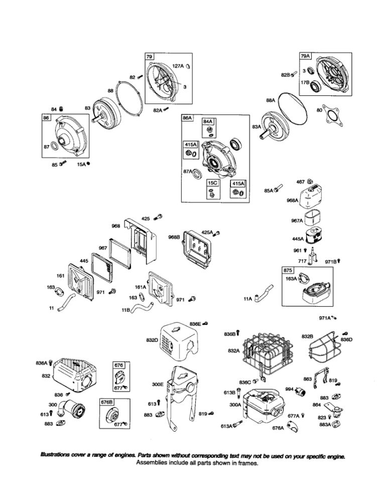 Gear Cover/Muffler Guard Diagram and Parts List for 126300 0023-3776 Briggs and Stratton Engine